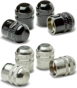 DNA Motoring VCAP-RT-162-BK Bullet Style Brass Alloy Polished Black Chrome Tire Valve Stem Caps (Pack of 4)