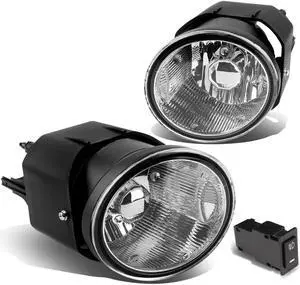DNA Motoring FL-ZTL-202-CH For 2000 to 2004 Nissan Maxima/Sentra/Frontier/Xterra Pair Bumper Driving Fog Light Lamp+Switch Clear Lens 01 02 03