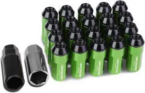 DNA Motoring LN-ZTL-9027-125-GN 20-Piece M12 x 1.25 Aluminum Alloy Wheel Lug Nuts +2 X Deep Drive Extension (Green)