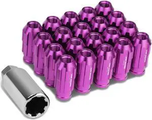 DNA Motoring LN-ZTL-9025-125-PP Open End Design 20-Piece M12 x 1.25 Aluminum Alloy Wheel Lug Nuts +1 X Deep Drive Extension (Purple)