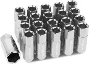 DNA Motoring LG-T888-125-SL 20-Piece M12 x 1.25 Aluminum Alloy Wheel Lug Nuts + Deep Drive Extension (Silver)