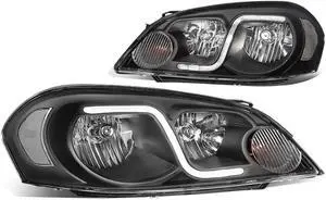 DNA Motoring HL-LB-CI06-BK-CL1 For 2006 to 2016 Chevy Monte Carlo Impala Limited LED DRL Light Bar Headlight Black Housing Clear Corner Headlamp 07 08 09 10 11 12 13 14 15