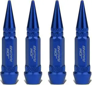 DNA Motoring VCAP-ZTL-9006-BL 60mm Anodized Aluminum Spike Style Blue Tire Valve Stem Caps (Pack of 4)