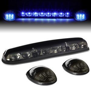 DNA Motoring CBL-CSIL02-SM-B For 2002 to 2006 Chevy Silverado / GMC Sierra GMT800 LED Cab Roof Center Light + Pair Side Lamps (Smoked Housing Blue LED) 04 05