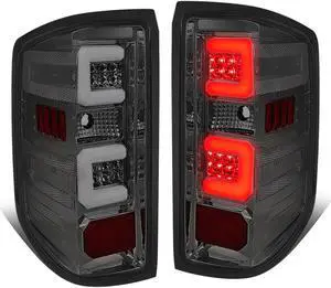 DNA Motoring TL-CSIL15-LED-3D-CH-SM For 2014-2019 Chevy Silverado / GMC Sierra 1500 2500 3500 HD 3D LED Light Bar Tail Lights ( Chrome Housing Smoke Lens )