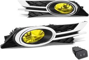 DNA Motoring FL-ZTL-184-AM For 2014 to 2016 Honda Odyssey Truck Front Bumper Driving Fog Light Lamp+Switch Amber Lens 15