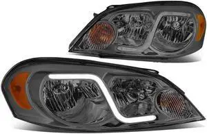 DNA Motoring HL-LB-CI06-SM-AM For 2006 to 2016 Chevy Monte Carlo Impala Limited LED DRL Light Bar Headlight Smoked Housing Amber Corner Headlamp 07 08 09 10 11 12 13 14 15