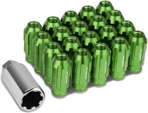 DNA Motoring LN-ZTL-9025-15-GN Open End Design 20-Piece M12 x 1.5 Aluminum Alloy Wheel Lug Nuts + Deep Drive Extension (Green)