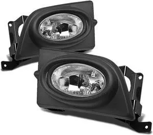DNA Motoring FL-HC064-CH For 2006 to 2008 Honda Civic 4-Door Sedan Driving Fog Light+Wire+Switch Clear Lens 8th Gen 07