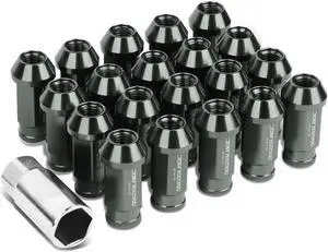 DNA Motoring LG-T777-15-GM 20-Piece M12 x 1.5 Extended Aluminum Alloy Wheel Lug Nuts+Adapter Key (Gun Mental)