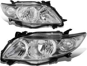 DNA Motoring HL-OH-TCO09-CH-CL1 For 2009 to 2010 Toyota Corolla 10th Gen Pair Chrome Housing Clear Corner Headlight Headlamps Left + Right
