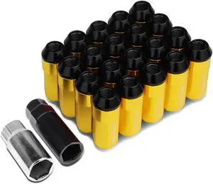 DNA Motoring LN-ZTL-9027-15-GD 20-Piece M12 x 1.5 Aluminum Alloy Wheel Lug Nuts + 2 X Deep Drive Extension (Gold)