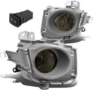 DNA Motoring FL-ZTL-243-SM For 2010 to 2012 Toyota Prius XW30 Pair Bumper Driving Fog Light Lamp+Bezel+Switch Smoked Lens 11