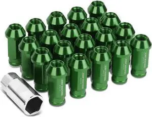 DNA Motoring LG-T777-15-GN 20-Piece M12 x 1.5 Extended Aluminum Alloy Wheel Lug Nuts+Adapter Key (Green)