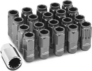 DNA Motoring LN-ZTL-9015-15-GM 16-Piece M12 x 1.5 Aluminum Alloy Wheel Lug Nuts + 4 x Lock Nut + 1 x Lock Nut Key (Gun Metal)