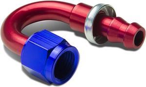 DNA Motoring FT-4106-180 6AN 180-Degree Swivel Fuel Line Hose Push-On Male Union Adapter With Reusable End