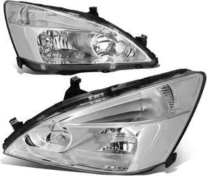 DNA Motoring HL-OH-HA03-CH-CL1 For 2003 to 2007 Honda Accord Replacement Headlight Chrome Housing Clear Corner Headlamp 04 05 06 Left + Right