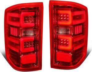 DNA Motoring TL-CSIL15-LED-3D-CH-RD For 2014-2019 Chevy Silverado / GMC Sierra 1500 2500 3500 HD 3D LED Light Bar Tail Lights ( Chrome Housing Red lens )