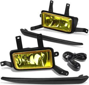 DNA Motoring FL-ZTL-253-AM For 2015 to 2018 Chevy Suburban Tahoe Pair Bumper Driving Fog Light Lamp+Black Bezel+Switch Amber Lens 16 17