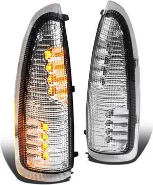 DNA Motoring MLEDL-003-CH-AM For 2000 to 2007 Ford Super Duty / Excursion Chrome Housing Towing Side Mirror Turn Signal Light (Amber LED) 01 02 03 04 05 06