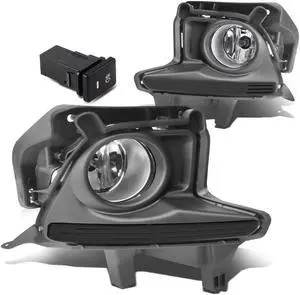 DNA Motoring FL-ZTL-244-CH For 2014 to 2016 Toyota Highlander Bumper Driving Fog Lights + Wiring Kit + Bezel + Switch (Black Cover Clear Lens)