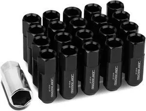 DNA Motoring LG-T888-125-BK 20-Piece M12 x 1.25 Aluminum Alloy Wheel Lug Nuts + Deep Drive Extension (Black)