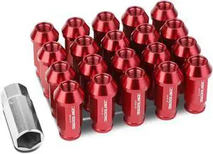 DNA Motoring LG-T777-125-RD 20-Piece M12 x 1.25 Aluminum Alloy Wheel Lug Nuts + Deep Drive Extension (Red)