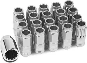 DNA Motoring LN-ZTL-9015-125-SL 16-Piece M12 x 1.25 Aluminum Alloy Wheel Lug Nuts + 4 x Lock Nut + 1 x Lock Nut Key (Silver)