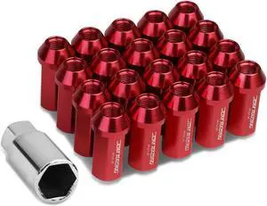 DNA Motoring LN-ZTL-9019-125-RD 20-Piece M12 x 1.25 Aluminum Alloy Wheel Lug Nuts +1 X Deep Drive Extension (Red)