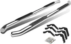 DNA Motoring STEPB-3-002-SS For 2007 to 2019 Chevy Silverado GMC Sierra Extended Cab Stainless Steel 3" Side Step Nerf Bar Running Board Left + Right 08 09