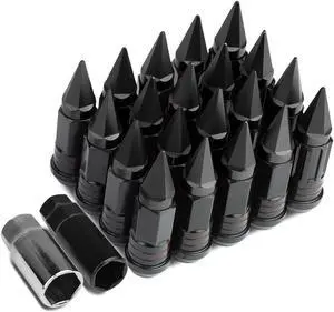 DNA Motoring LN-ZTL-9032-15-BK M12 x 1.5 Open / Closed End 16PC Aluminum Alloy Wheel Lug Nuts + 4 x Lock Nut + 1 x Key (Black)