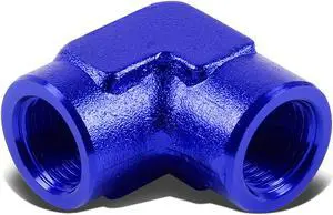 DNA Motoring FT-1-9015-02-BL FEMALE 1/8"-27 NPT PIPING BLUE ANODIZED FINISH ALUMINUM 90 FITTING ADAPTER