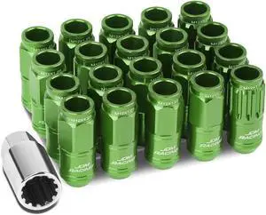 DNA Motoring LN-ZTL-9015-125-GN 16-Piece M12 x 1.25 Aluminum Alloy Wheel Lug Nuts + 4 x Lock Nut + 1 x Lock Nut Key (Green)
