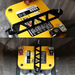 DNA Motoring BATT-LONG-BK 190mm/220mm Billet Aluminum Battery Tie Down Mount Bracket (Black)