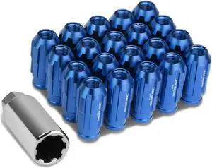 DNA Motoring LN-ZTL-9025-125-BL Open End Design 20-Piece M12 x 1.25 Aluminum Alloy Wheel Lug Nuts +1 X Deep Drive Extension (Blue)