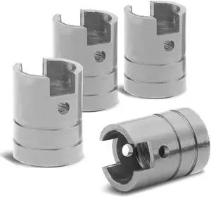 DNA Motoring VCAP-ZTL-9010-SL 15mm Piston Style Anodized Aluminum Silver Tire Valve Stem Caps (Pack of 4)