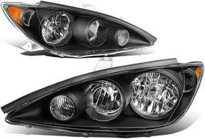 DNA Motoring HL-OH-TCA05-BK-AM For 2005 to 2006 Toyota Camry XV30 Pair Black Housing Amber Corner Headlight Headlamps Left + Right OE Style