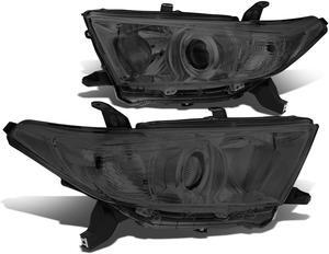 DNA Motoring HL-OH-THI11-SM-CL1 For 2011 to 2013 Toyota Highlander OE Style Projector Headlight Smoked Housing Clear Corner Headlamps 12 Left + Right