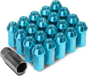 DNA Motoring LN-ZTL-9019-15-LB 20-Piece M12 x 1.5 Aluminum Alloy Wheel Lug Nuts + Deep Drive Extension (Light Blue)