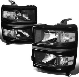 DNA Motoring HL-OH-CSIL14-BK-CL1 For 2014 to 2015 Chevy Silverado 1500 GMT K2XX Headlight Replacement Black Housing Clear Corner Headlamps Left + Right