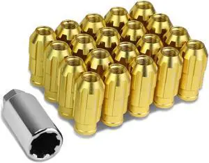 DNA Motoring LN-ZTL-9025-15-GD Open End Design 20-Piece M12 x 1.5 Aluminum Alloy Wheel Lug Nuts + Deep Drive Extension (Gold)