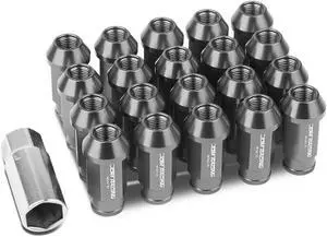 DNA Motoring LG-T777-125-GM 20-Piece M12 x 1.25 Aluminum Alloy Wheel Lug Nuts + Deep Drive Extension (Gun Metal)