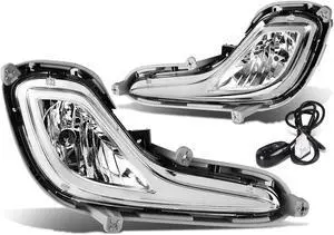 DNA Motoring FL-ZTL-133-CH For 2012 to 2016 Accent RB Pair Bumper Driving Fog Lights w/Switch (Clear Lens) 13 14 15