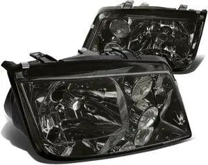 DNA Motoring HL-OH-VWJE99-BK For 1999 to 2005 Volkswagen VW Jetta MK4 Euro-Spec E-Code Style Smoked Housing Headlight w/Fog Lamp