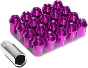 DNA MOTORING LN-ZTL-9018-15-PP 20Pcs Purple M12X1.5 25mmx35mm Aluminum Closed-End Lug Nuts+Deep Drive Extension Adapter
