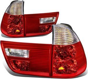 DNA Motoring TL-E53X500-CL-RD For 2000 to 2006 BMW E53 X5 Pair of Chrome Housing Red Rear Tail Brake+Corner Signal Light 01 02 03 04 05