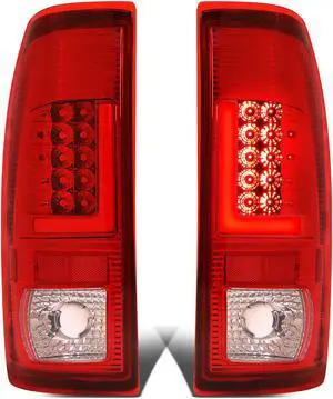 DNA Motoring TL-F15097-LED-RD3D-CH-RD For 1997 to 2007 Ford F150 / Super Duty Styleside Pair of Red 3D LED Bar Tail Brake Lights (Chrome Housing Red Lens)