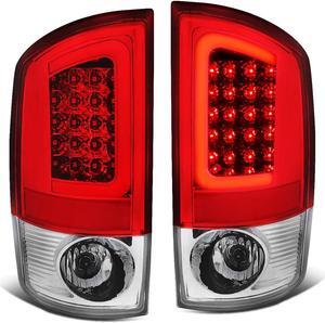 DNA Motoring TL-DRAM05-LED-3D-CH-RD For 2002 to 2006 Dodge Ram 3rd Gen Pair of 3D LED Brake Tail Lights (Chrome Housing Red Lens) 03 04 05