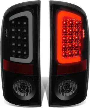 DNA Motoring TL-DRAM07-LED-3D-BK-SM For 2007 to 2009 Dodge Ram Pickup 3rd Gen Pair of 3D White LED Bar Black Housing Smoked Lens Brake Tail Lights 08