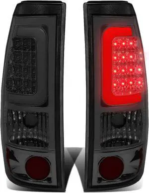 DNA Motoring TL-CSIL99-LED-3D-CH-SM For 1999 to 2003 Chevy Silverado / GMC Sierra Pair of Chrome Housing Smoked Lens 3D LED Brake Tail Lights 00 01 02